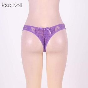 Sexy Lingerie Cut Out Underpants Briefs Lace See Through (Option: Purple-4XL)