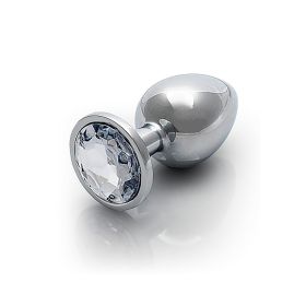 Shots Ouch! Round Gem Butt Plug Medium (Option: Silver/Diamond)