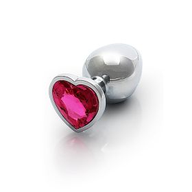 Shots Ouch! Heart Gem Butt Plug Medium (Option: Silver/Rubellite Pink)
