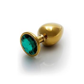 Shots Ouch! Round Gem Butt Plug Large (Option: Gold/Emerald Green)