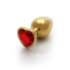 Shots Ouch! Heart Gem Butt Plug Medium (Option: Gold/Ruby Red)