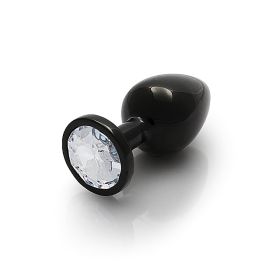Shots Ouch! Round Gem Butt Plug Medium (Option: Gunmetal/Diamond)