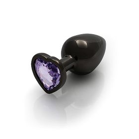 Shots Ouch! Heart Gem Butt Plug Large (Option: Gunmetal/Amethyst)